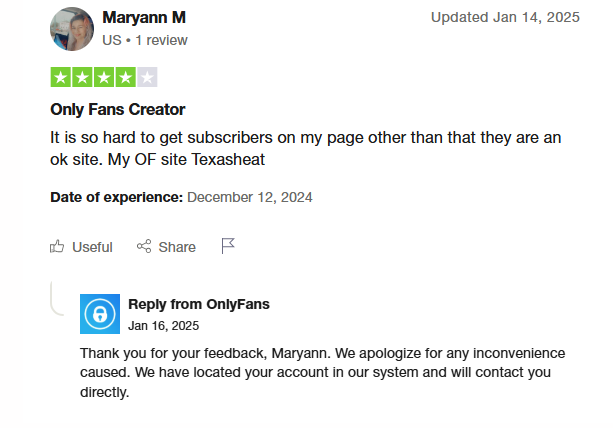 OnlyFans Vs Fansly Trustpilot Feedback